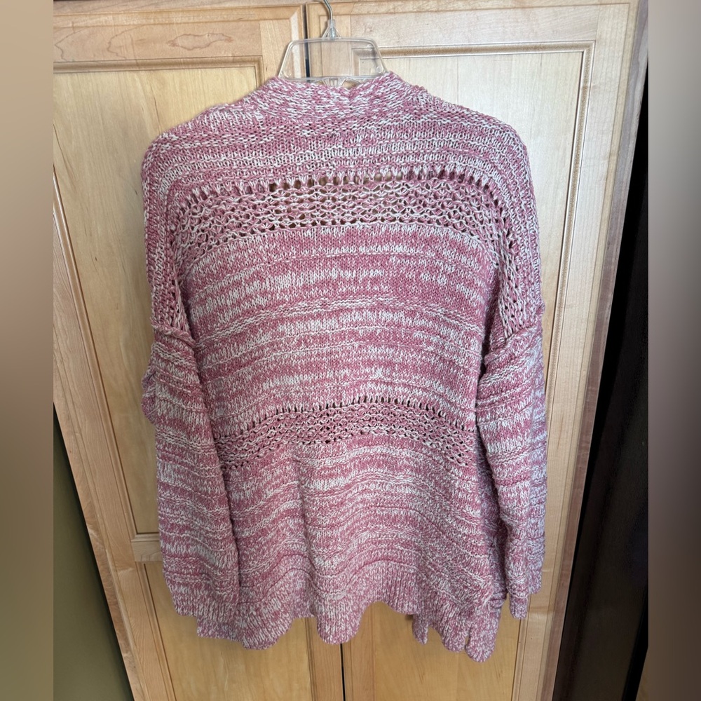 Abercrombie & Fitch Women's Marled Chunky Knit Pink Cardigan With Patch Pockets - Picture 3 of 12
